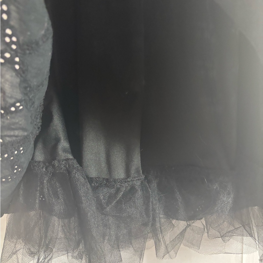 Y2K Strapless Dark Fairy Tulle Mini Dress with Blue Flower Embellishments Size S - Picture 12 of 16